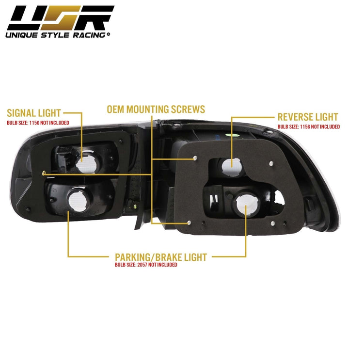 1992 - 1995 Honda Civic 3D Hatch EG SiR JDM Style All Clear Lens 4 Piece Tail Light