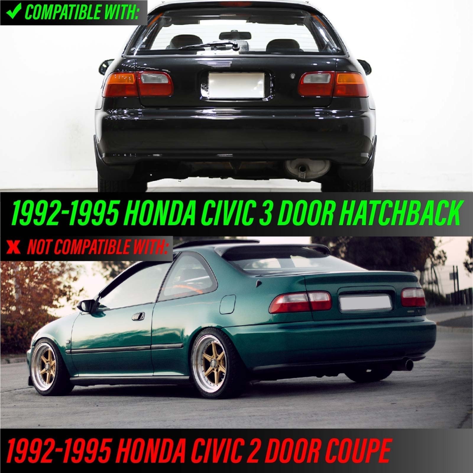 1992-1995 Honda Civic 3D Hatchback EG SiR JDM Style All Clear Lens