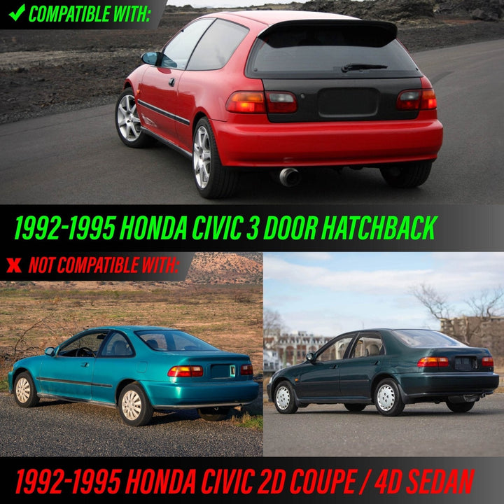 1992 - 1995 Honda Civic Hatchback EG 3 Door 4 Piece JDM SiR Style Red/Clear Lens Tail Lights