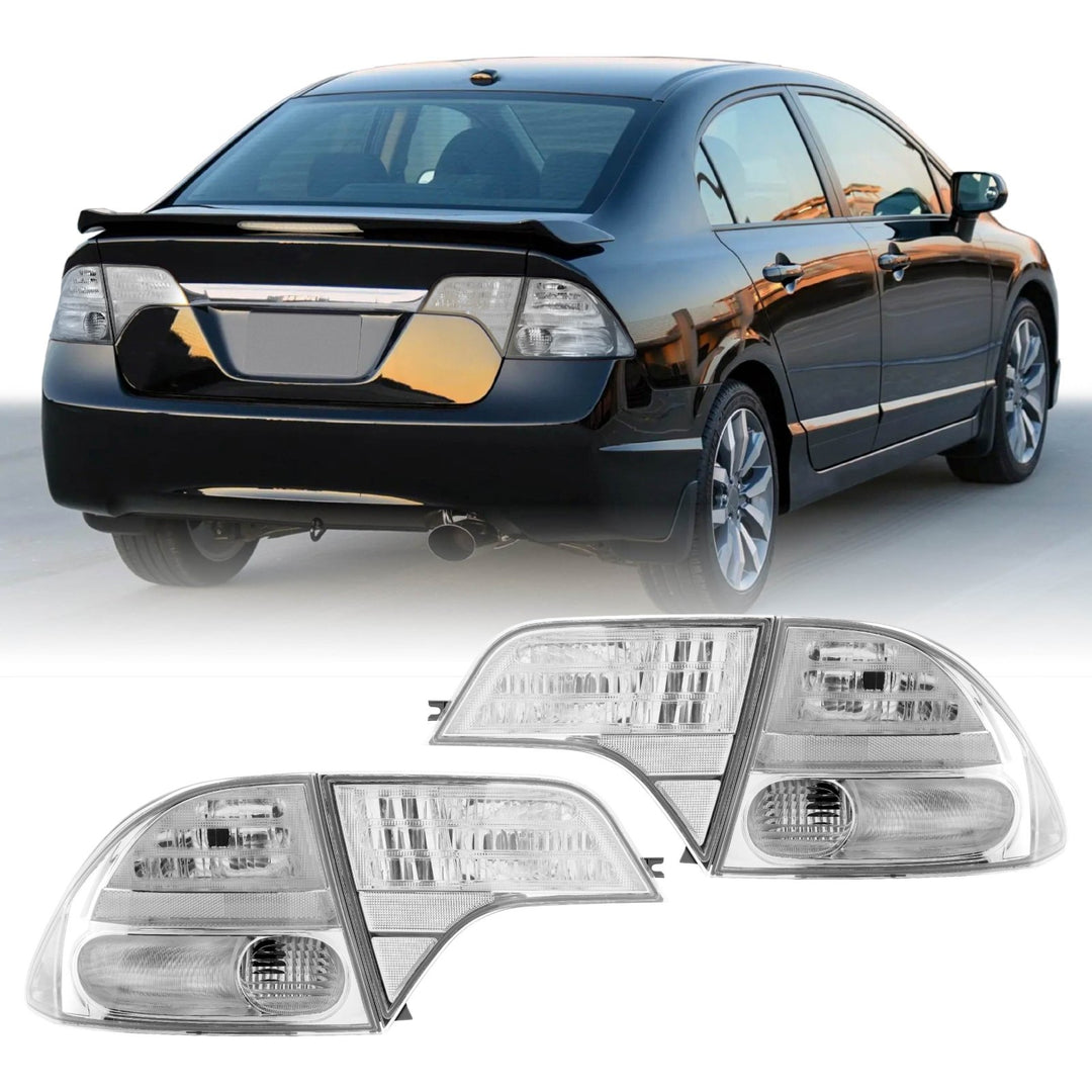 2006 - 2011 Honda Civic 4D Sedan Euro Spec 4PC All Clear Tail Lights

#light-source_incandescent