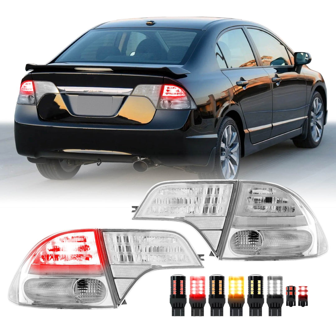 2006 - 2011 Honda Civic 4D Sedan Euro Spec 4PC All Clear Tail Lights

#light-source_led