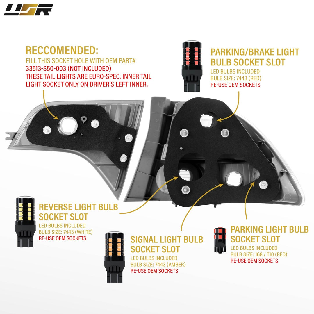2006 - 2011 Honda Civic 4D Sedan Euro Spec 4PC All Clear Tail Lights

#light-source_led