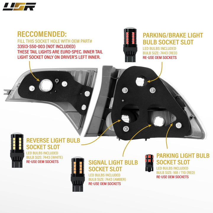 2006 - 2011 Honda Civic 4D Sedan Euro Spec 4PC All Clear Tail Lights

#light-source_led