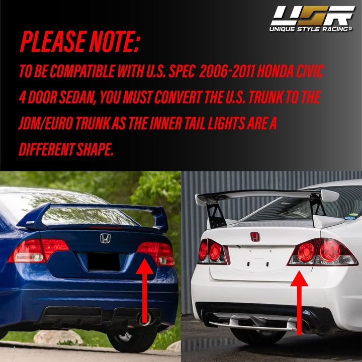 2006 - 2011 Honda Civic 4D Sedan BLACKLINE JDM Spec TypeR Euro Conversion Tail Light
