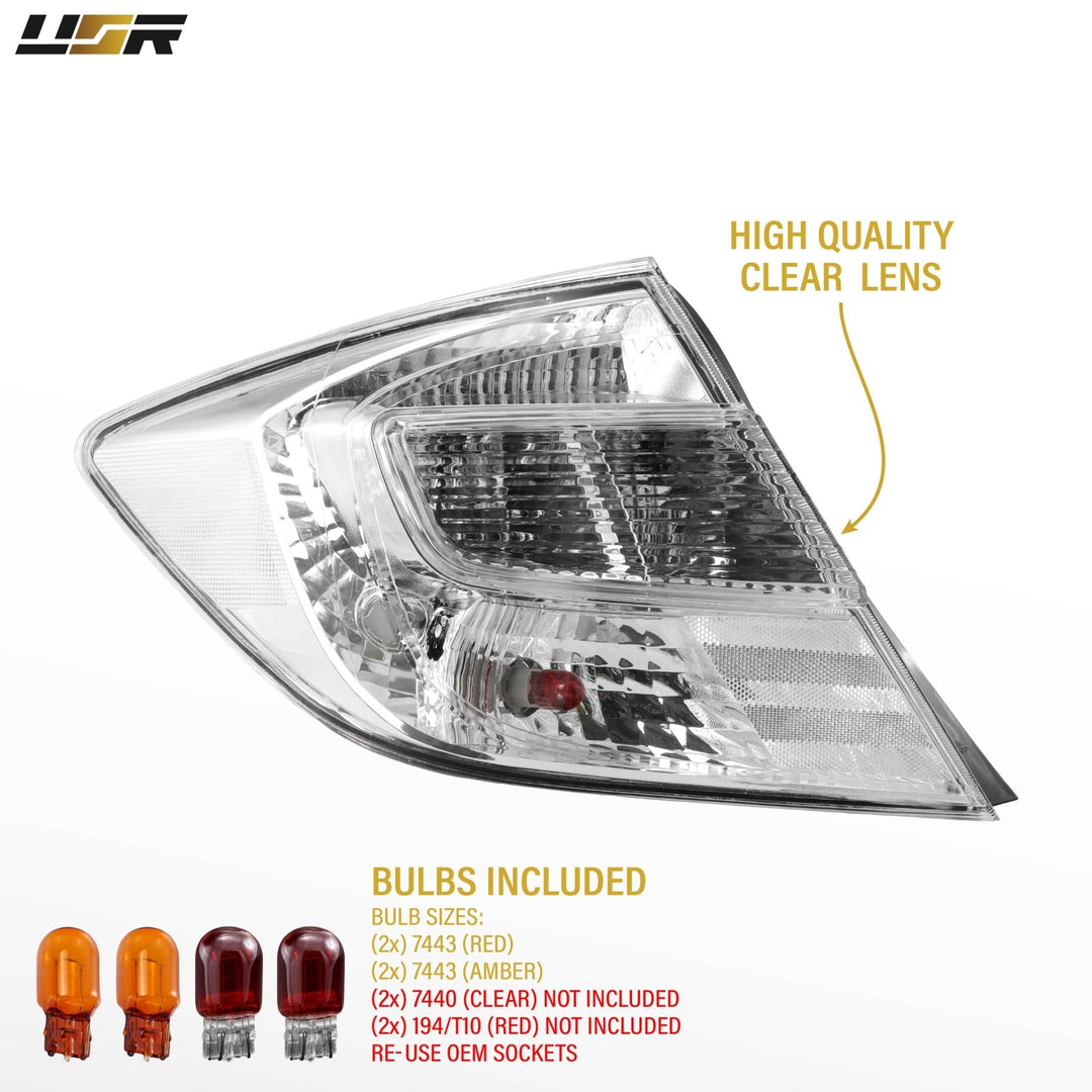 2012 Honda Civic 4D Sedan All Clear Lens Tail Lights