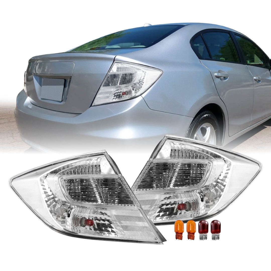 2012 Honda Civic 4D Sedan All Clear Lens Tail Lights