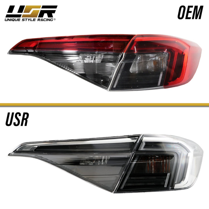 2022 - 2025 Honda Civic 4D Sedan OE Style Black Housing All Clear Lens With Built In Red LED Bars 4PC Tail Lights