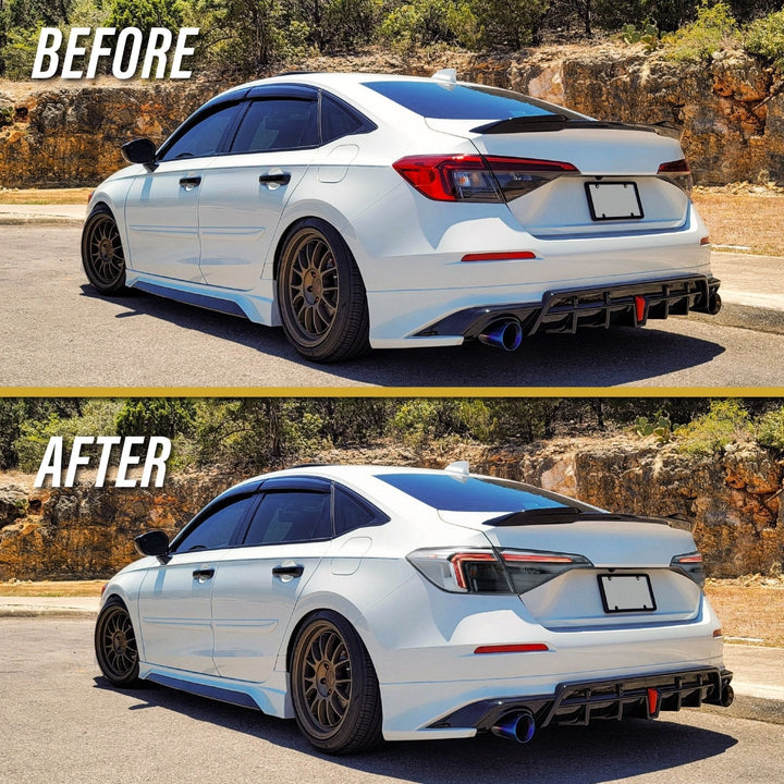2022 - 2025 Honda Civic 4D Sedan OE Style Black Housing All Clear Lens With Built In Red LED Bars 4PC Tail Lights