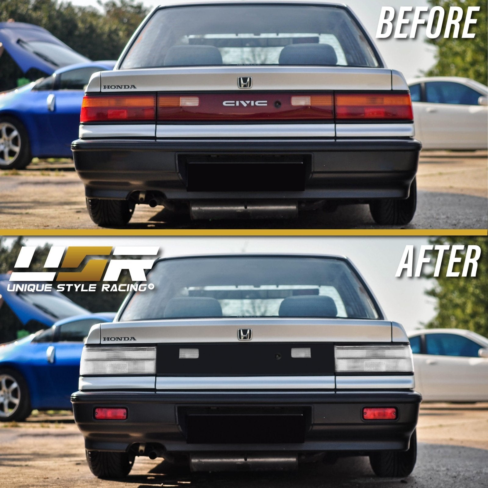 1990-1991 Honda Civic 4D JDM SiR Style All Clear Tail Light