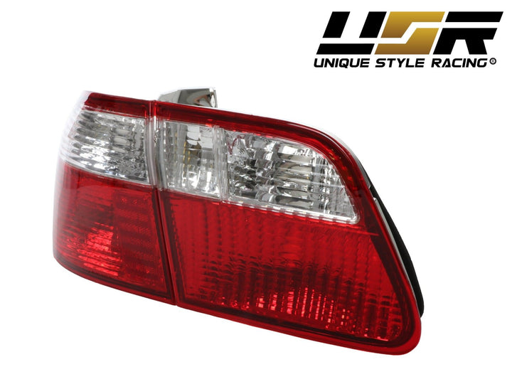 1999 - 2000 Honda Civic 4D Sedan EK JDM Style 4PC Red/Clear Lens Tail Light