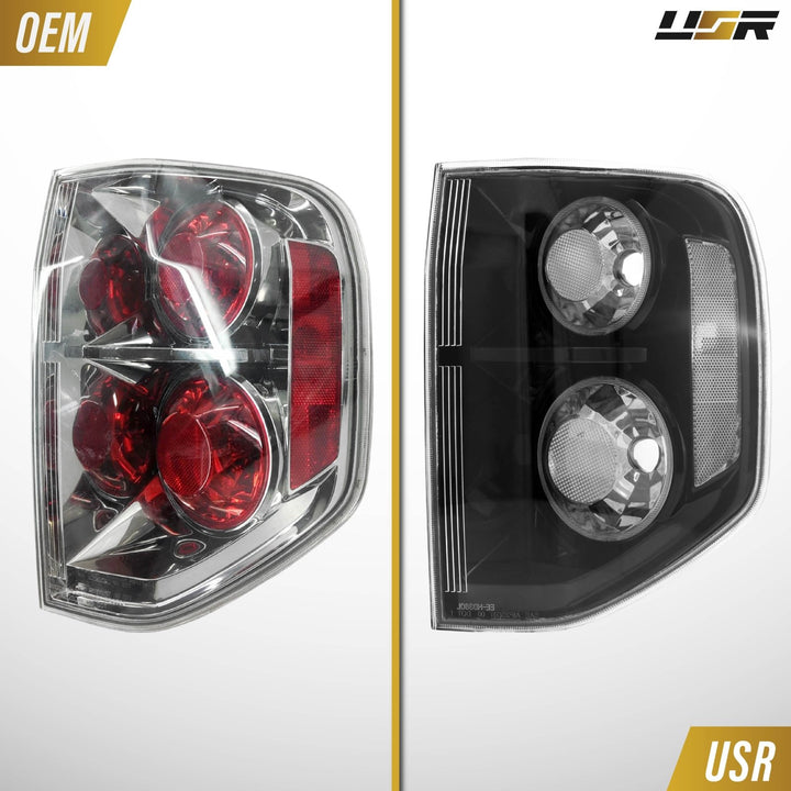 2003 - 2008 Honda Pilot Black Housing All Clear Lens Tail Lights