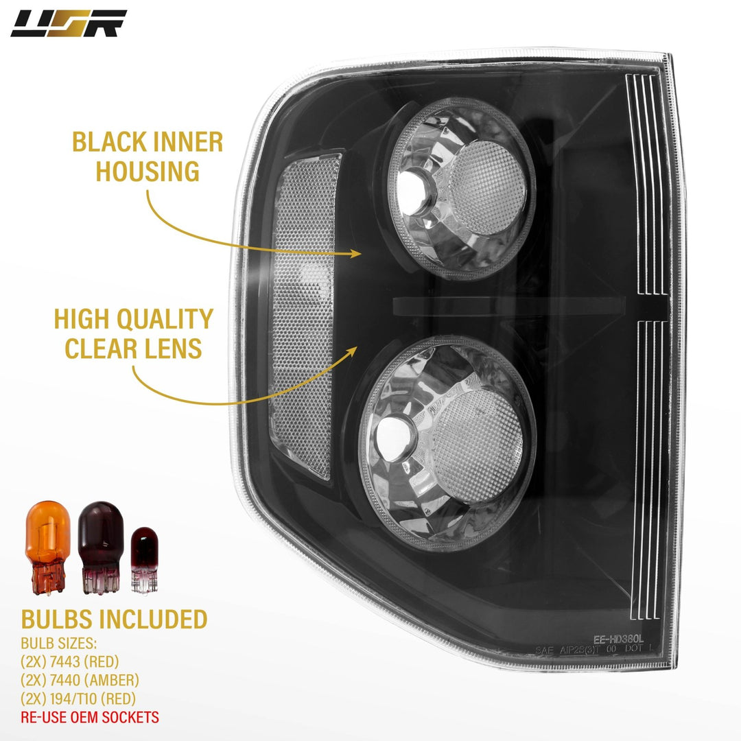 2003 - 2008 Honda Pilot Black Housing All Clear Lens Tail Lights