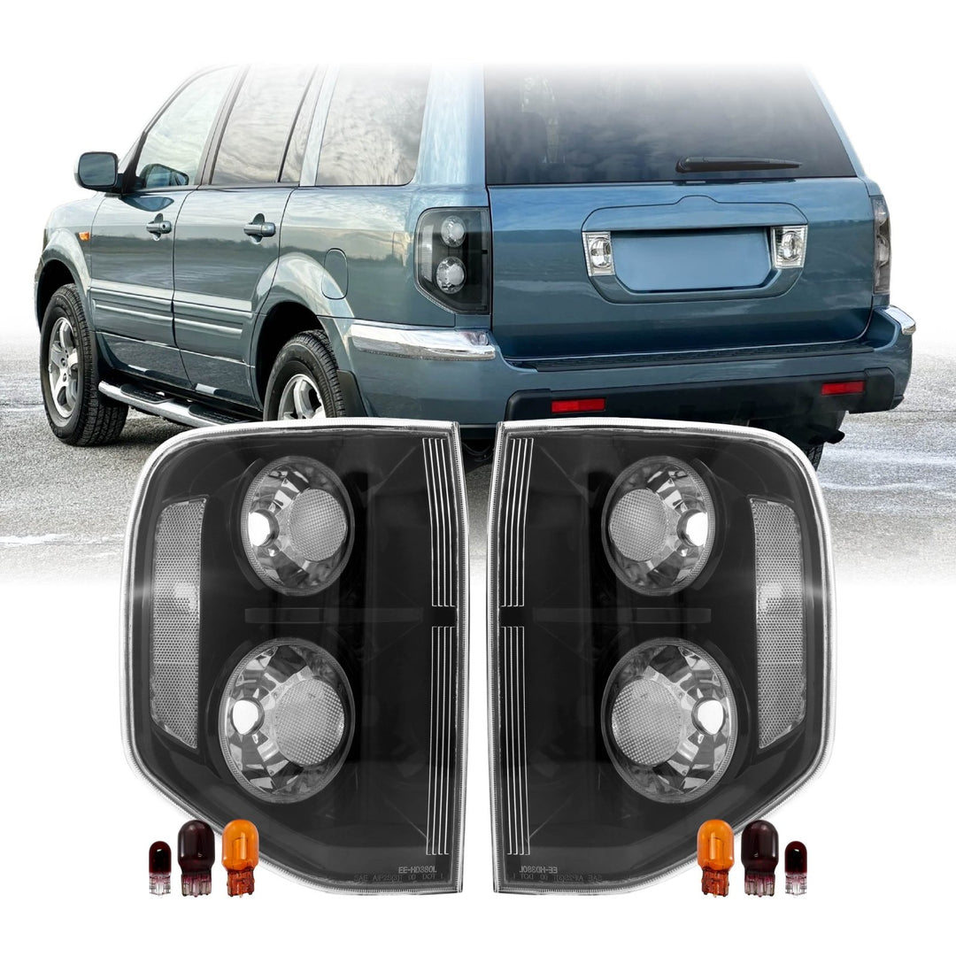 2003 - 2008 Honda Pilot Black Housing All Clear Lens Tail Lights