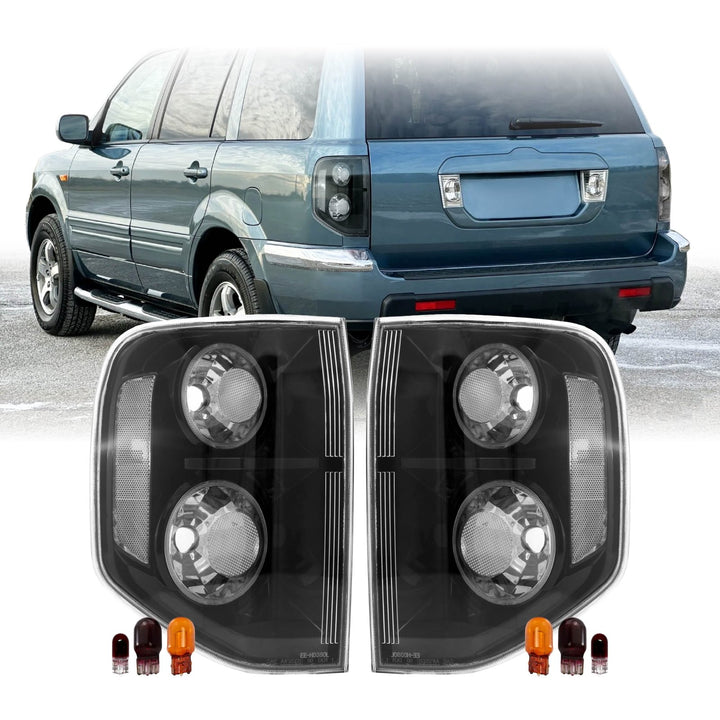 2003 - 2008 Honda Pilot Black Housing All Clear Lens Tail Lights