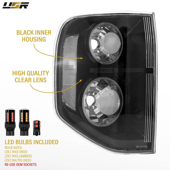 2003 2004 2005 2006 2007 2008 Honda Pilot Black Housing All Clear Lens Tail Lights

#light-source_led