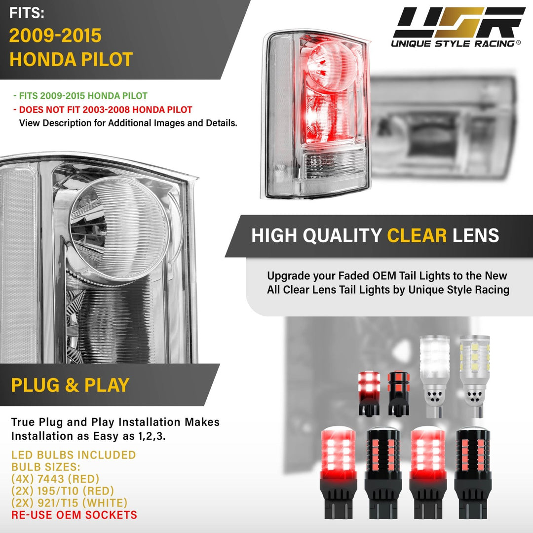 2009 - 2015 Honda Pilot All Clear Lens Tail Lights

#light-source_led