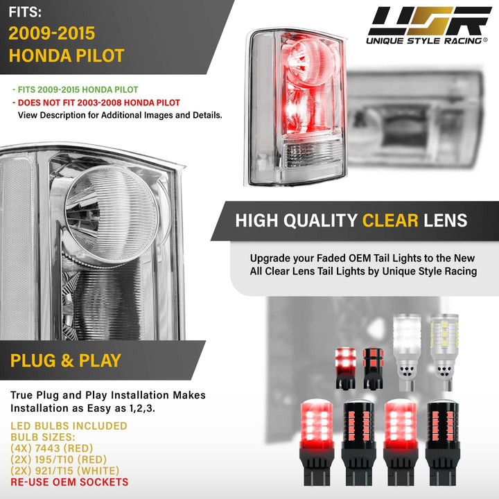 2009 - 2015 Honda Pilot All Clear Lens Tail Lights

#light-source_led