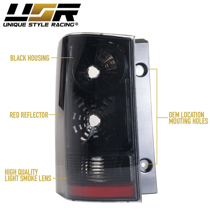 2009 - 2015 Honda Pilot Light Smoke Lens Black Chrome Housing Tail Light