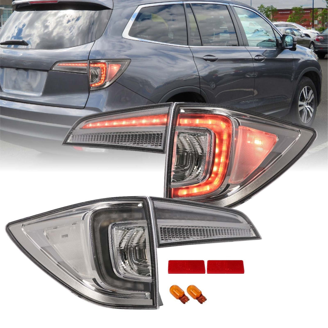 2016 - 2018 Honda Pilot 3rd GEN SUV All Clear Lens LED 4 Piece Tail Lights