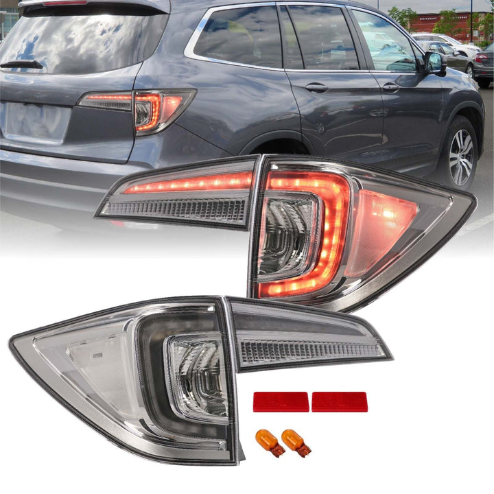2016 - 2018 Honda Pilot 3rd GEN SUV All Clear Lens LED 4 Piece Tail Lights