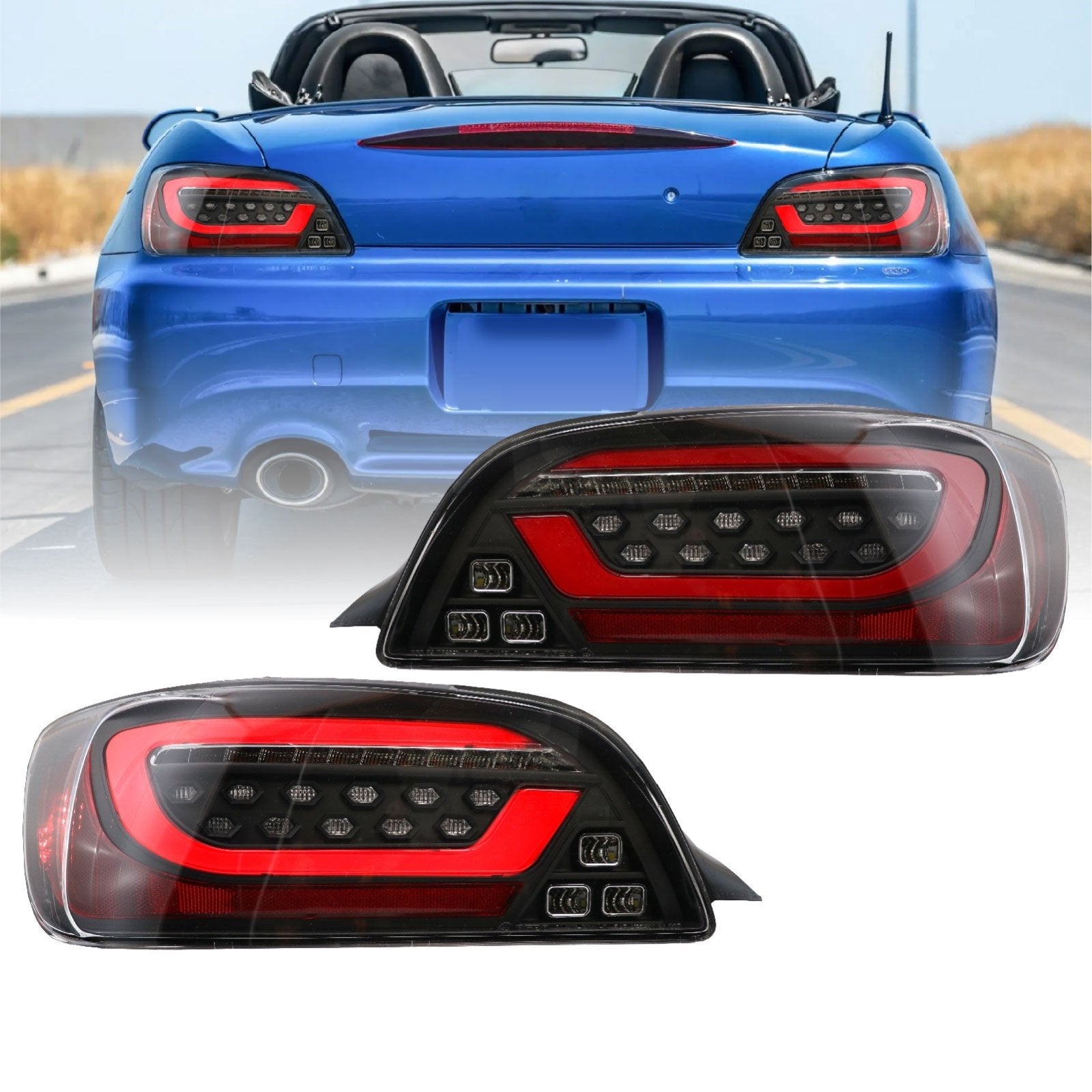 2000-2009 Honda S2000 Black / Clear Lens or Black Chrome / Smoke