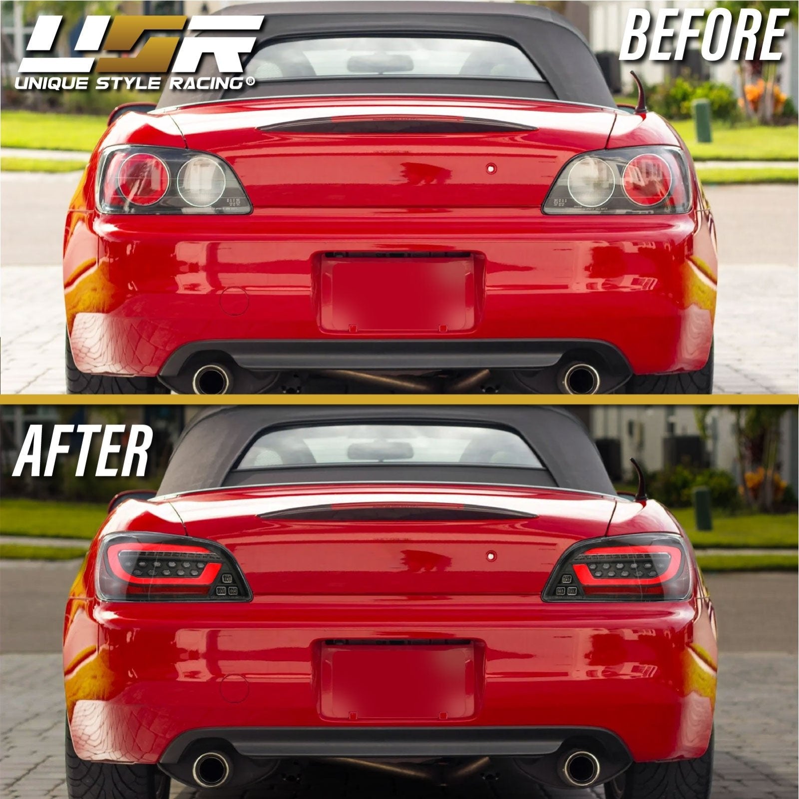 2000-2009 Honda S2000- AP1/AP2 Black/Clear or Black Chrome/Smoke Rear ...