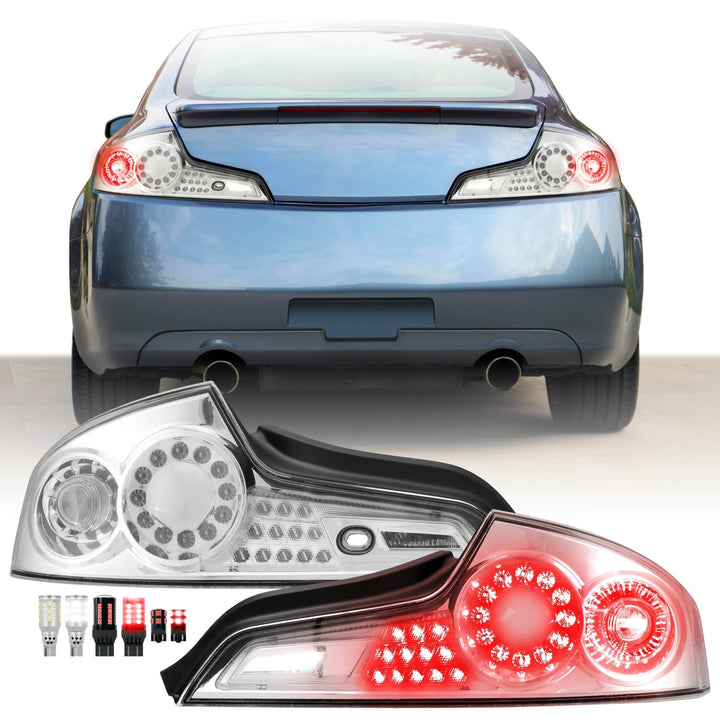 2006 - 2007 Infiniti G35 2 Door Coupe All Clear Lens LED Tail Lights

#light-source_led