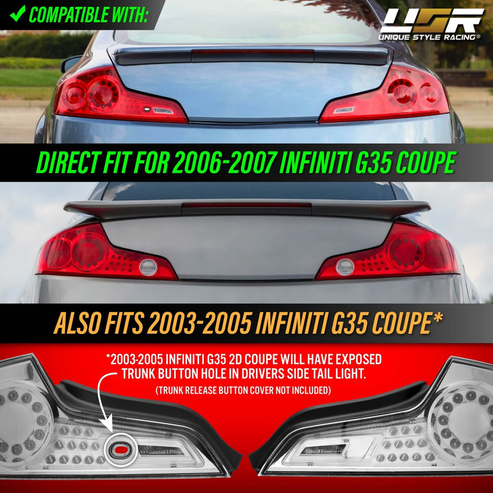 2006 - 2007 Infiniti G35 2 Door Coupe All Clear Lens LED Tail Lights

#light-source_led
