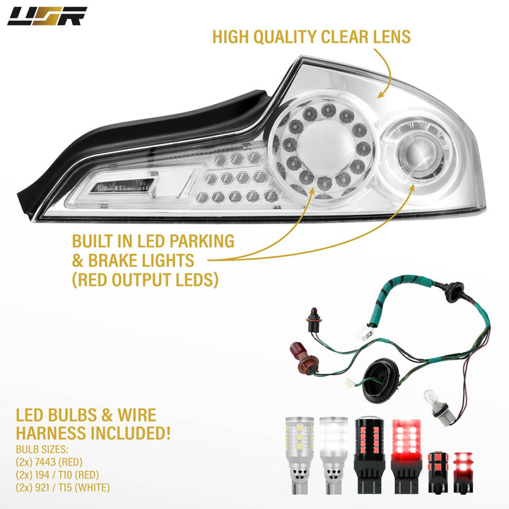 2006 - 2007 Infiniti G35 2 Door Coupe All Clear Lens LED Tail Lights

#light-source_led
