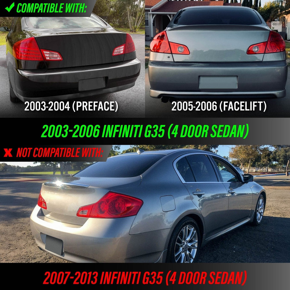 2003 - 2006 Infiniti G35 4 Door Sedan All Clear Lens 4 Piece Tail Lights