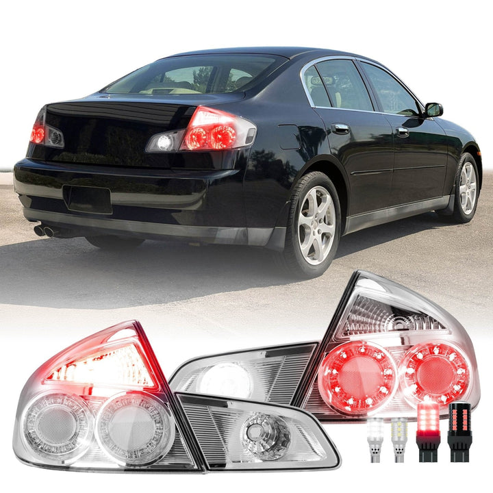 2003 - 2006 Infiniti G35 4 Door Sedan All Clear Lens 4 Piece Tail Lights