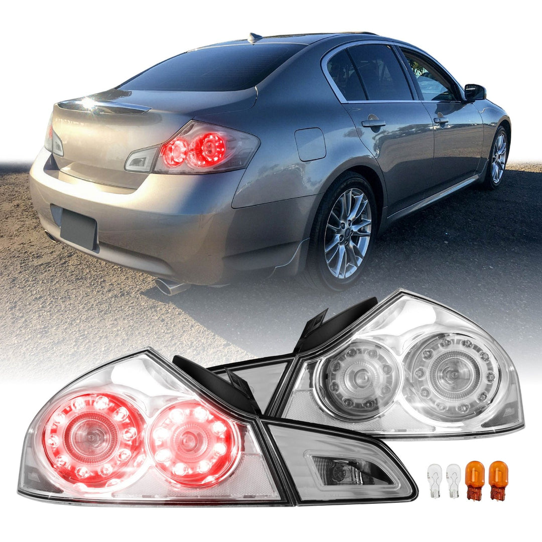 2007 - 2013 Infiniti G35 4D, 2009 - 2013 G37 4D & 2015 Q40 4D Sedan All Clear Lens LED Tail Lights