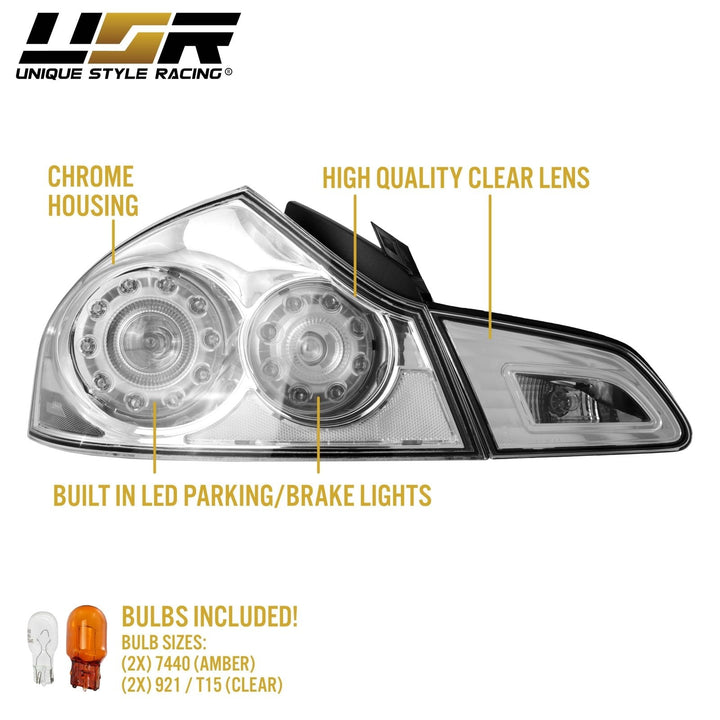 2007 - 2013 Infiniti G35 4D, 2009 - 2013 G37 4D & 2015 Q40 4D Sedan All Clear Lens LED Tail Lights