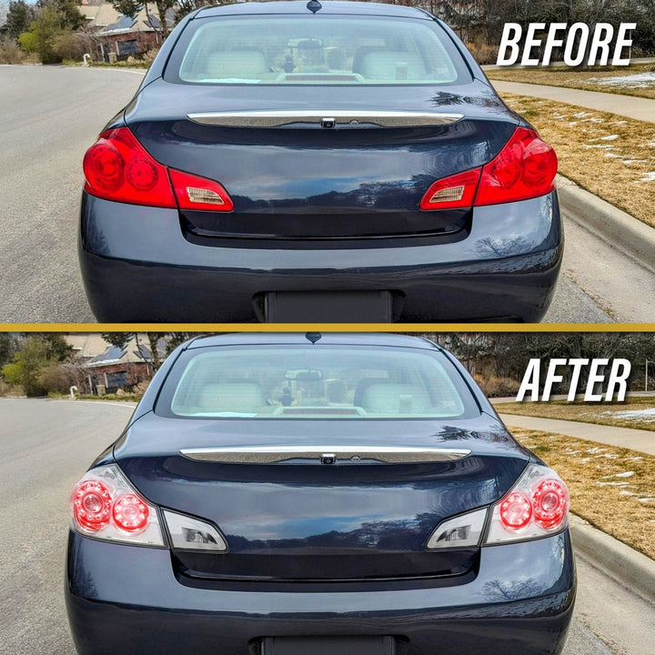 2007 - 2013 Infiniti G35 4D, 2009 - 2013 G37 4D & 2015 Q40 4D Sedan All Clear Lens LED Tail Lights