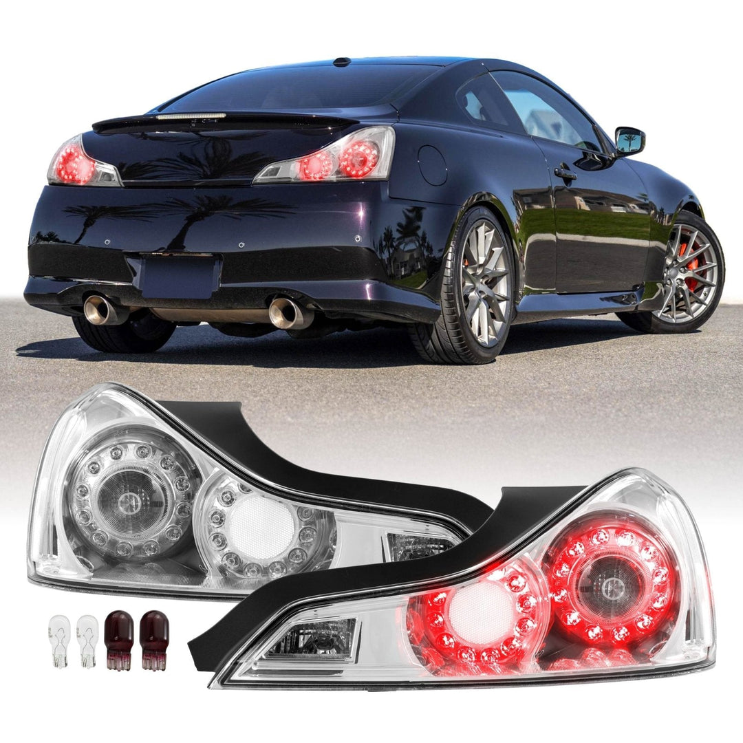 2008 - 2013 Infiniti G37 & 2014 - 2015 Infiniti Q60 2 Door Coupe All Clear Lens Tail Lights