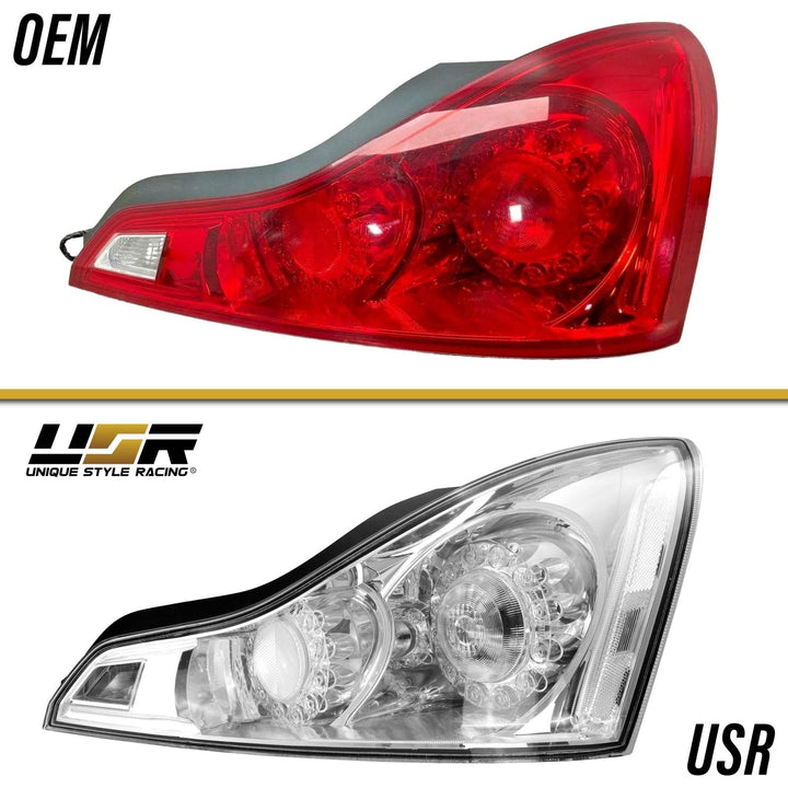 2008 - 2013 Infiniti G37 & 2014 - 2015 Infiniti Q60 2 Door Coupe All Clear Lens Tail Lights