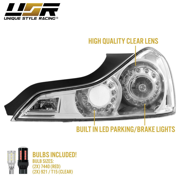 2008 - 2013 Infiniti G37 & 2014 - 2015 Infiniti Q60 2 Door Coupe All Clear Lens Tail Lights