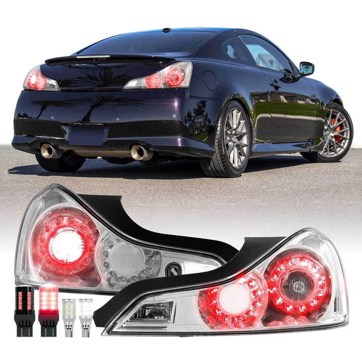 2008 - 2013 Infiniti G37 & 2014 - 2015 Infiniti Q60 2 Door Coupe All Clear Lens Tail Lights