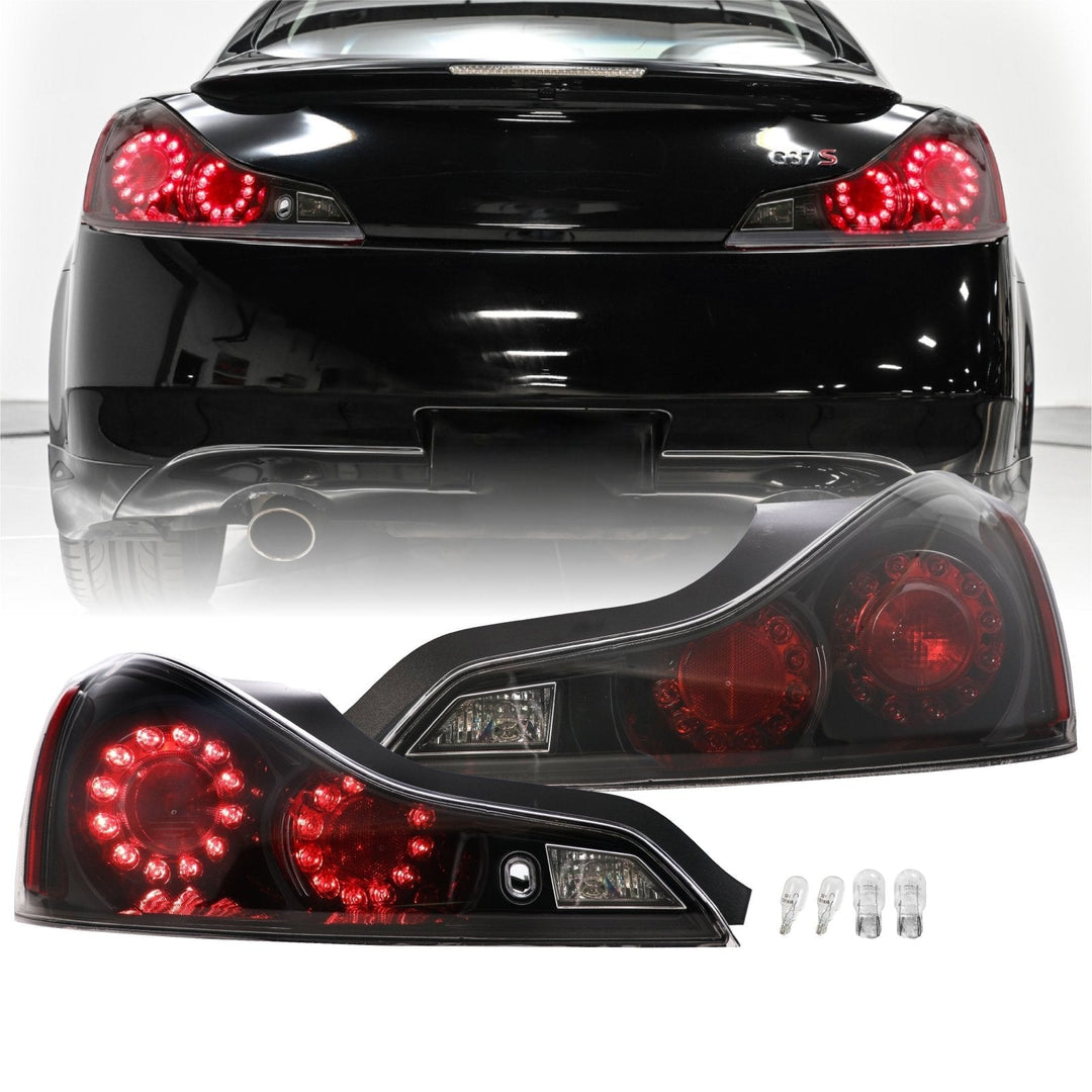 2008 - 2013 Infiniti G37 2D Coupe JDM Black LED Rear Tail Light / 1415 Q60