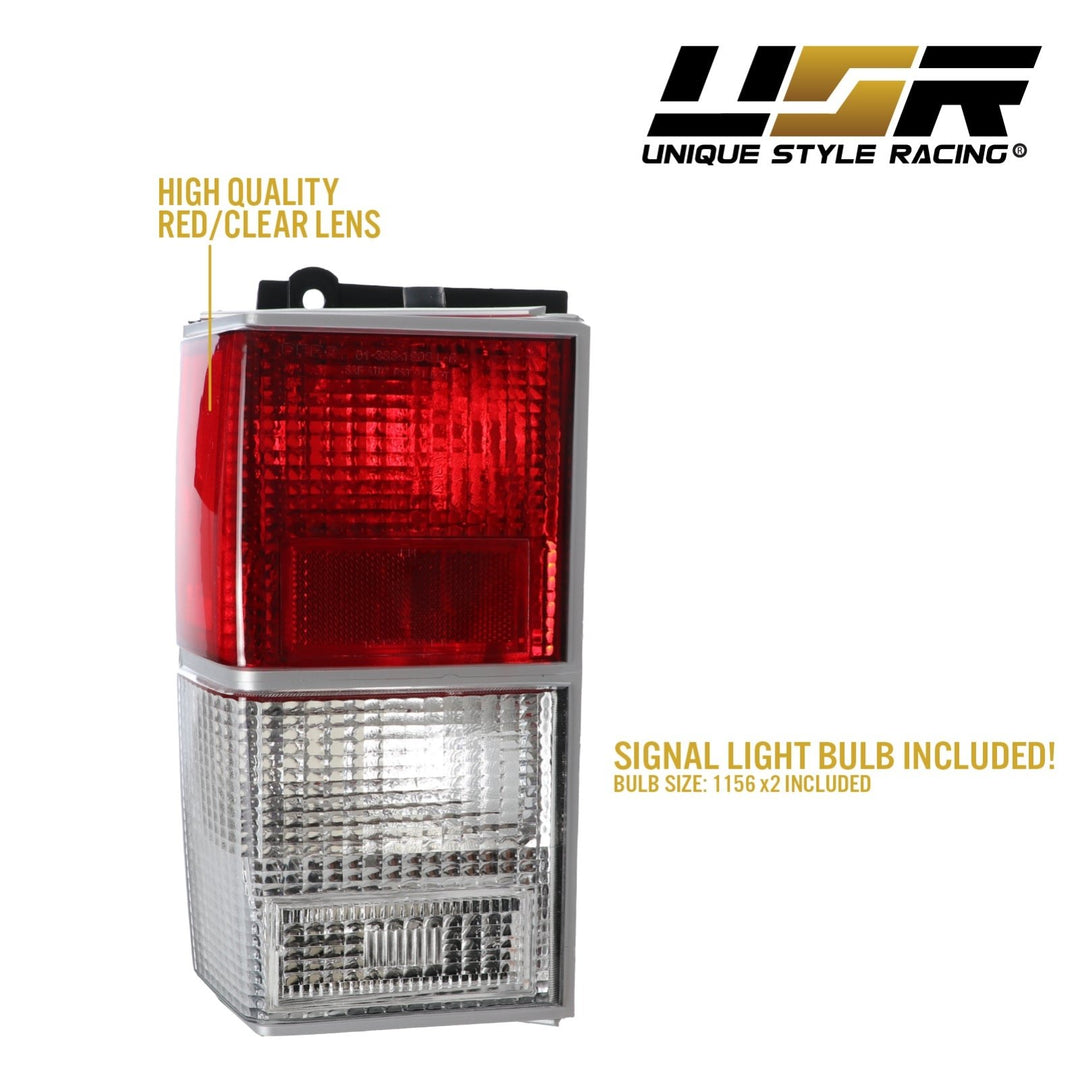 1984 - 1996 Jeep Cherokee XJ Red / Clear Lens Tail Lights