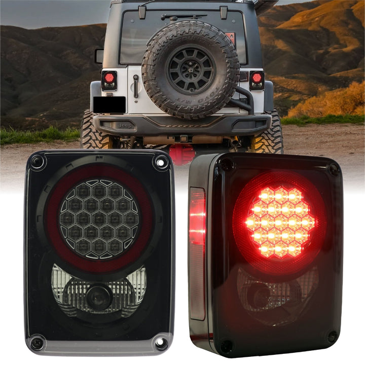 2007 - 2017 Jeep Wrangler JK Clear or Smoke Lens Red LED Tail Lights

#color_black-housing-smoke-lens