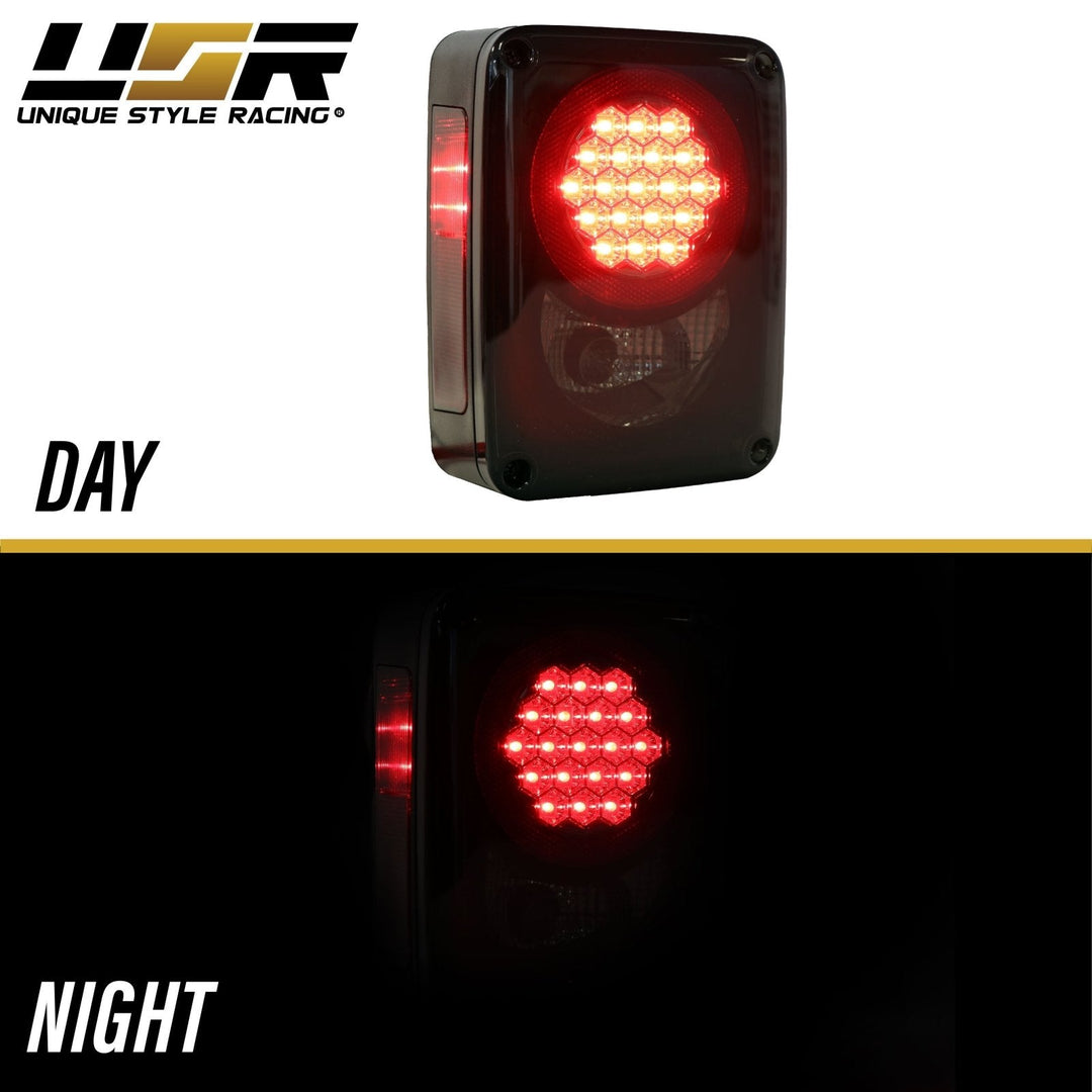 2007 - 2017 Jeep Wrangler JK Clear or Smoke Lens Red LED Tail Lights