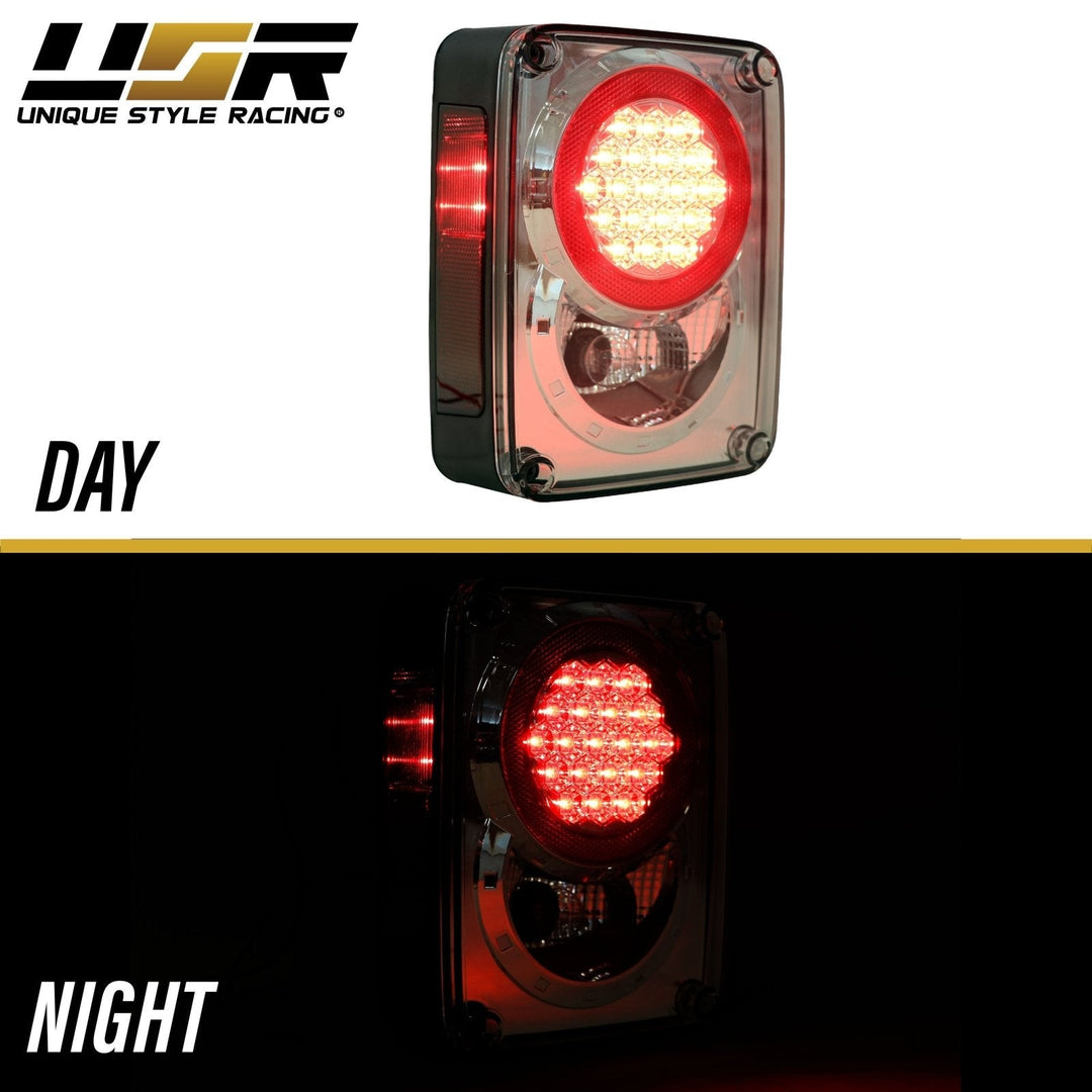 2007 - 2017 Jeep Wrangler JK Clear or Smoke Lens Red LED Tail Lights
