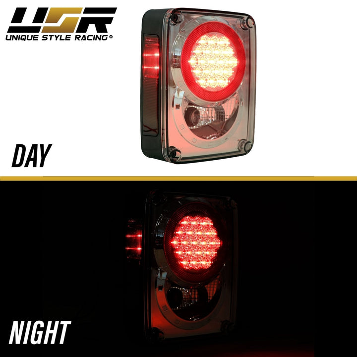 2007 - 2017 Jeep Wrangler JK Clear or Smoke Lens Red LED Tail Lights