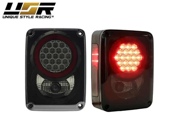 2007 - 2017 Jeep Wrangler JK Clear or Smoke Lens Red LED Tail Lights