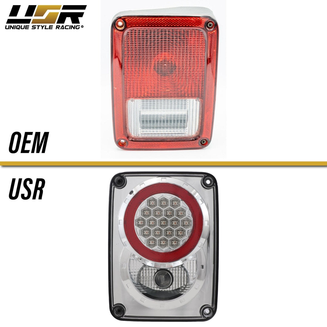2007 - 2017 Jeep Wrangler JK Clear or Smoke Lens Red LED Tail Lights