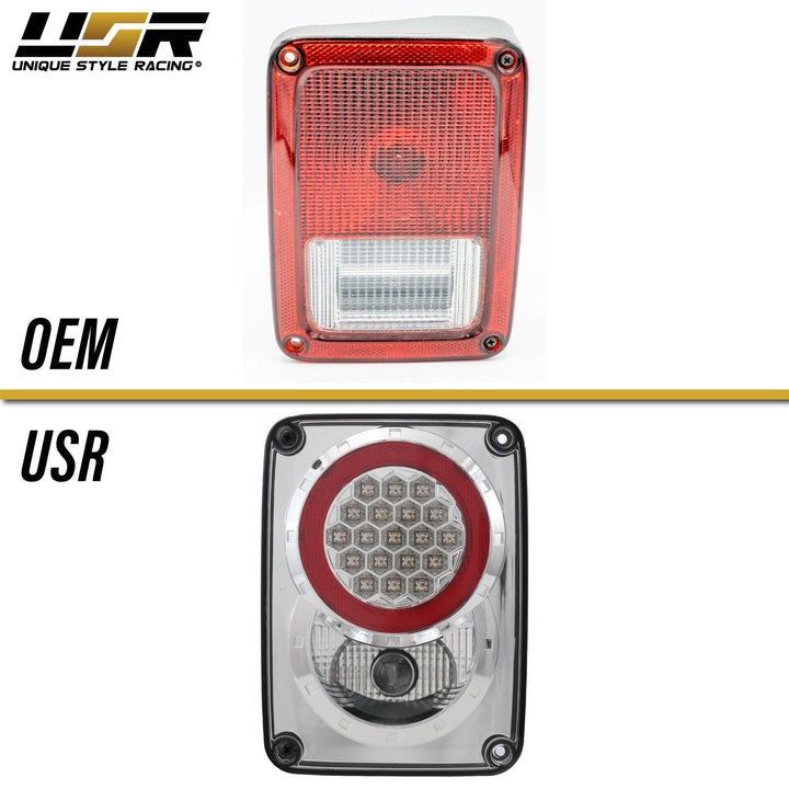 2007 - 2017 Jeep Wrangler JK Clear or Smoke Lens Red LED Tail Lights