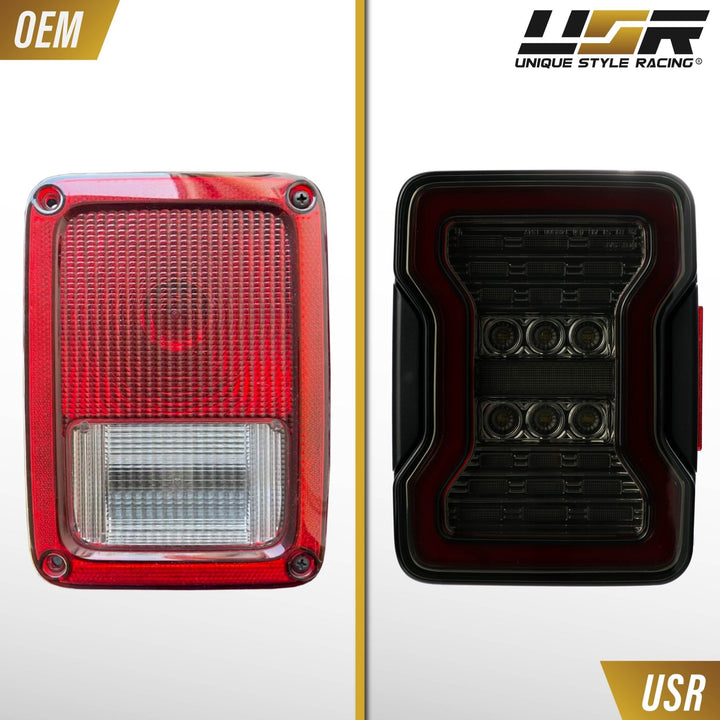 2007 - 2018 Jeep Wrangler 2D & 4D Sport Utility Vehicle Smoke or Clear Lens Full LED Tail Lights