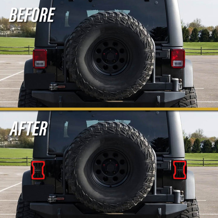 2007 - 2018 Jeep Wrangler 2D & 4D Sport Utility Vehicle Smoke or Clear Lens Full LED Tail Lights