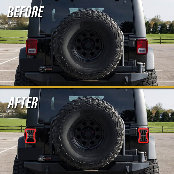 2007 - 2018 Jeep Wrangler 2D & 4D Sport Utility Vehicle Smoke or Clear Lens Full LED Tail Lights